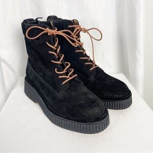 Rag & Bone Sloane Suede Leather Platform Lace Up Boots Black Winter Casual